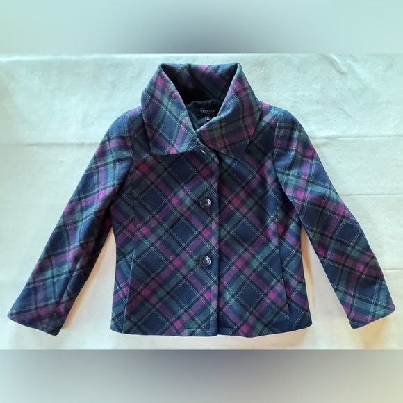 Talbots Plaid Wool Blend Lined Pea Coat Jacket (12P) - Picture 9 of 17